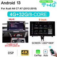 9'' Wireless Carplay Android 13 for Audi A6 C7 A7 2012-2018 2Din