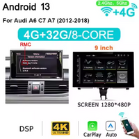 9'' Wireless Carplay Android 13 for Audi A6 C7 A7 2012-2018 2Din